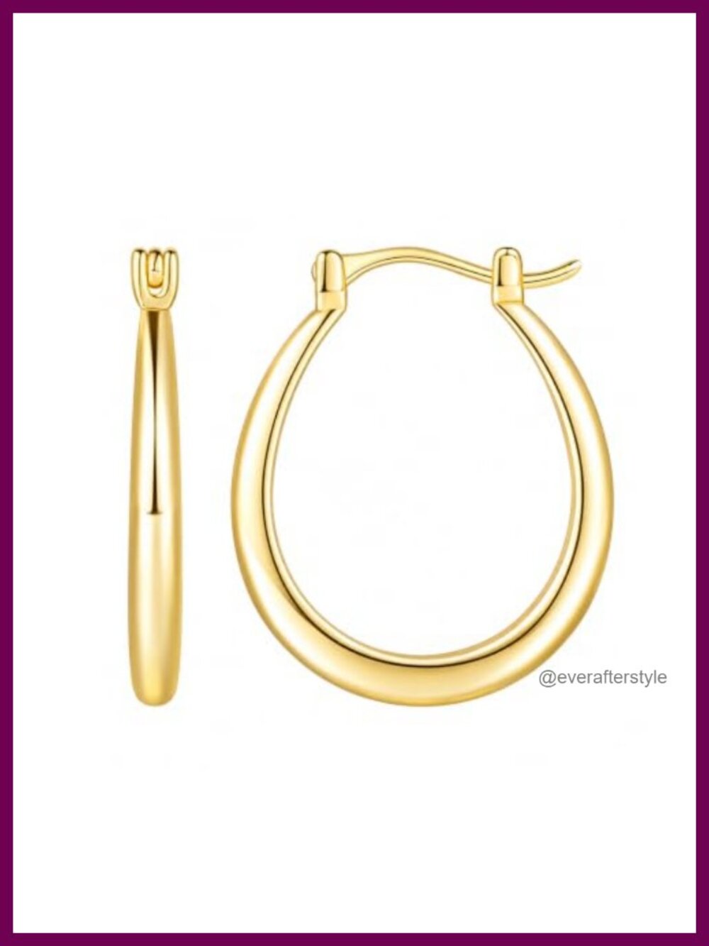 14K Gold U-Shaped Hoop Earrings for Women, Hypoallergenic Lightweight Small